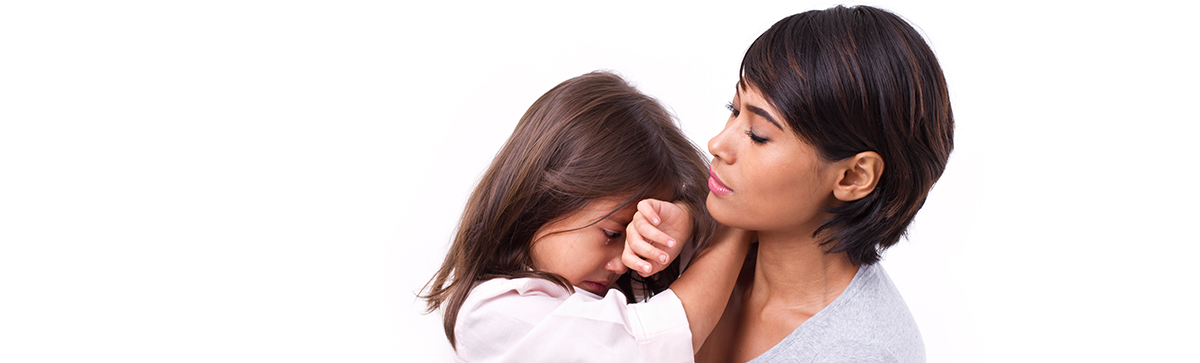 mother and sad child